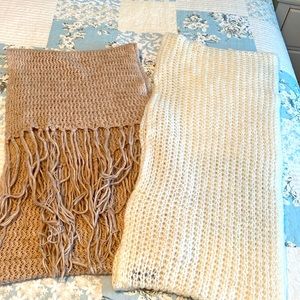 COTTON ON SCARVES-Set of (2) Scarves, cream infinity & beige traditional style